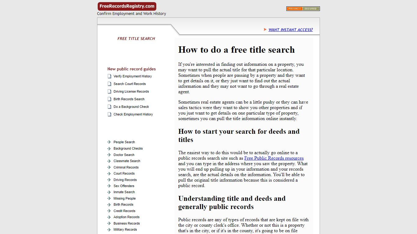 How to do a free title search - freerecordsregistry.com