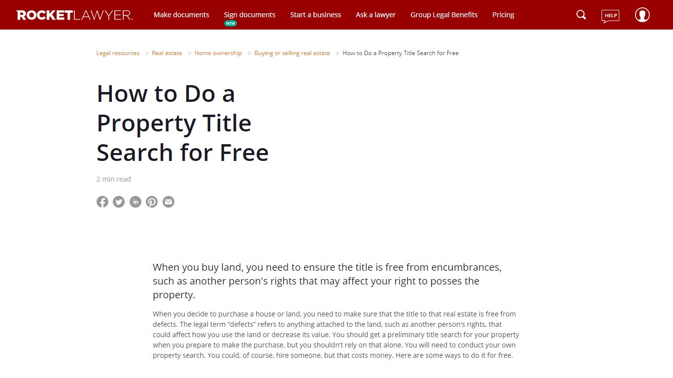 How to Do a Property Title Search for Free - Rocket Lawyer